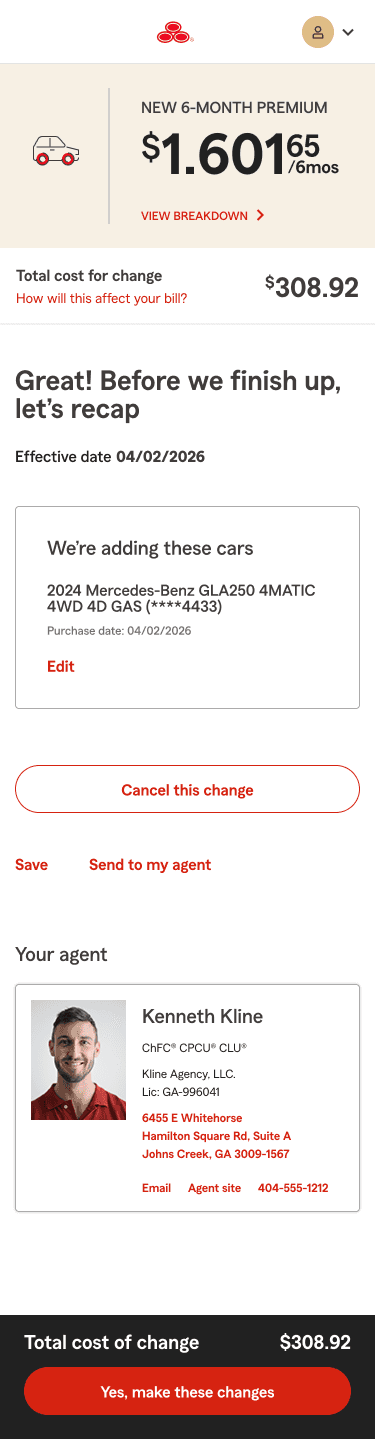 Quoting — Recap & confirm change